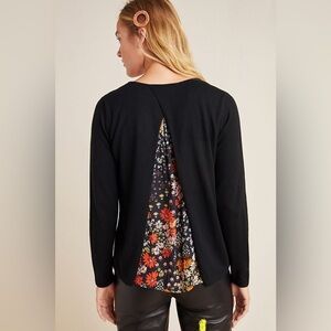Anthropologie KACHEL BOHO Size 8 Evan Split Back Wool Blend Sweater Floral NICE